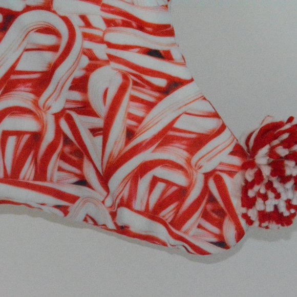 Its Sugar Faux Fur Trim Embroidered SWEET Candy Cane Red Christmas Stocking 17" - Picture 4 of 9